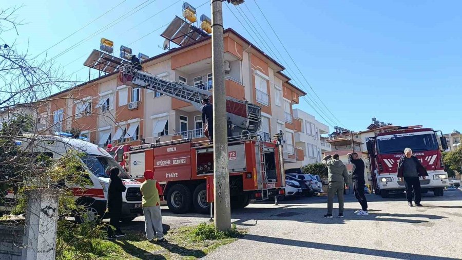 Ev Yangınında 2 Kişi Çatıdan Kurtarıldı, Yanan Kedilere Oksijen Maskesiyle Müdahale Edildi