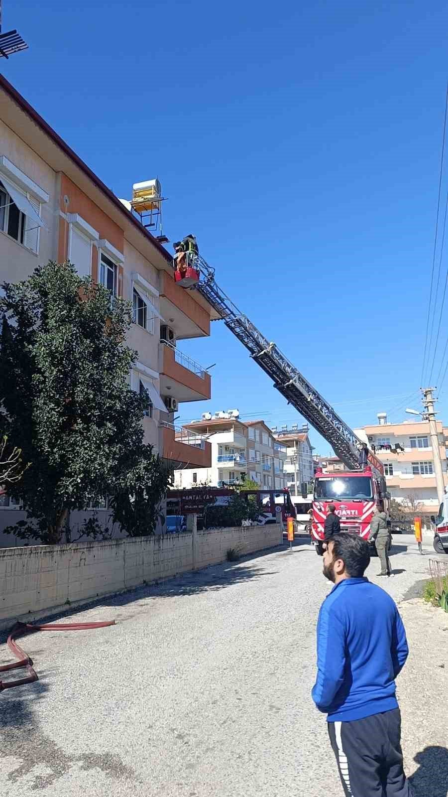 Ev Yangınında 2 Kişi Çatıdan Kurtarıldı, Yanan Kedilere Oksijen Maskesiyle Müdahale Edildi