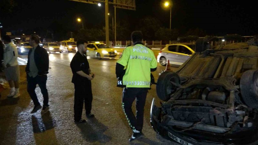 Çalıştığı Oto Galeriden Emanet Aldığı Otomobille Takla Attı: 5 Kişi Kazayı Burnu Bile Kanamadan Atlattı